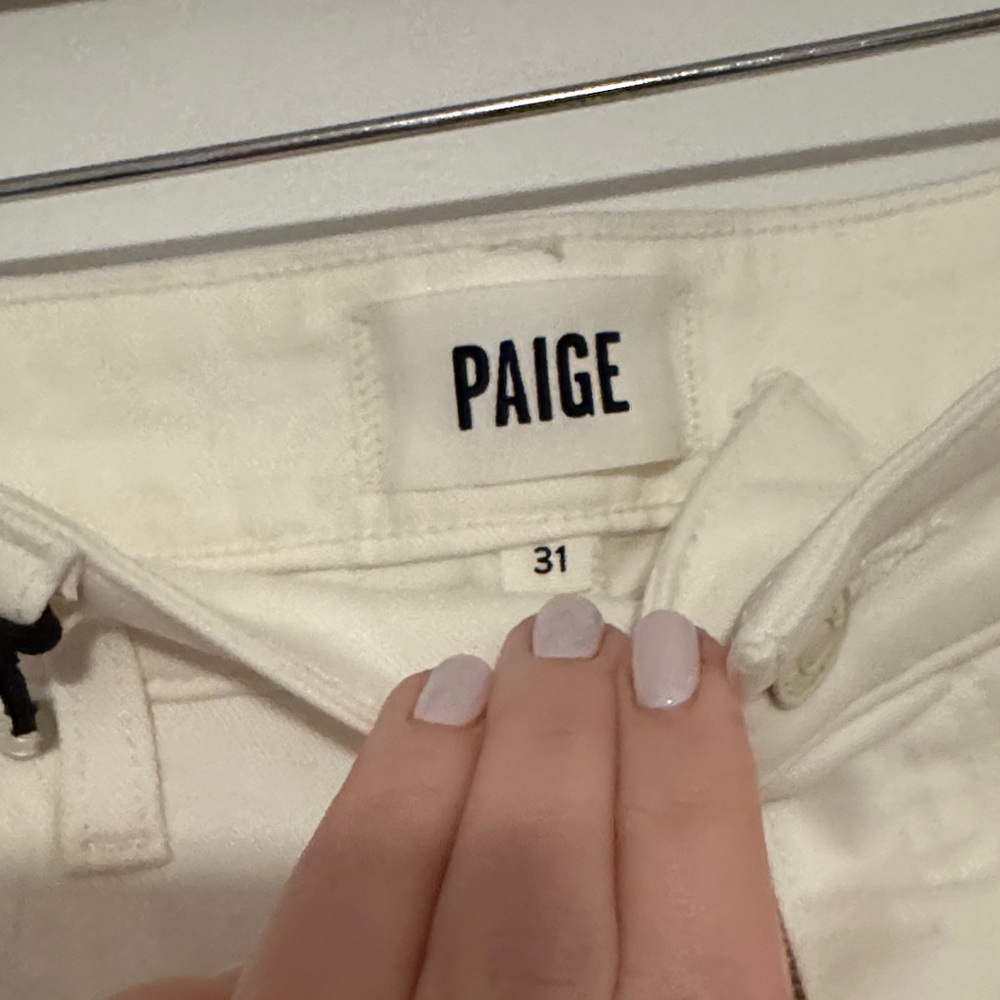 Paige Aneesa 31” High Rise Wide Leg Jeans - Size 31. New with tags in tonal ecru - Picture 4 of 7